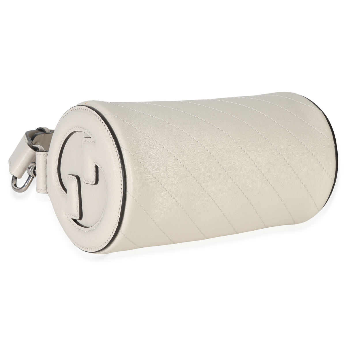 Gucci White Diagonal Quilted Calfskin Mini Blondie Barrel Bag Handbag clasp