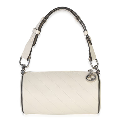 Gucci White Diagonal Quilted Calfskin Mini Blondie Barrel Bag Handbag fv