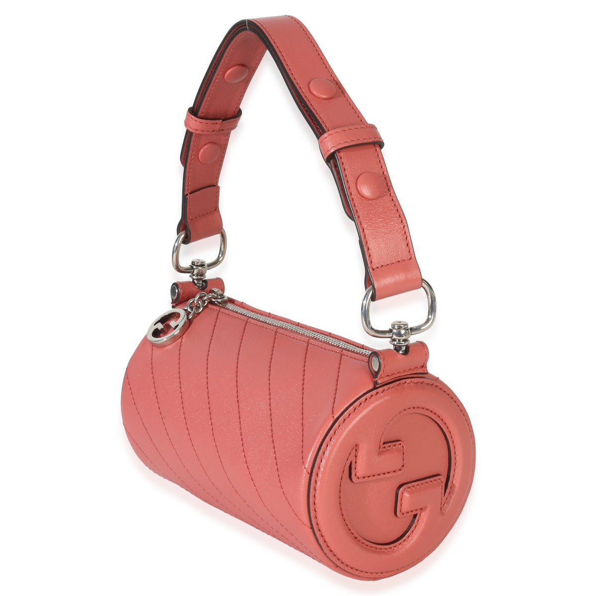 Gucci Pink Diagonal Quilted Calfskin Mini Blondie Barrel Bag Handbag sv