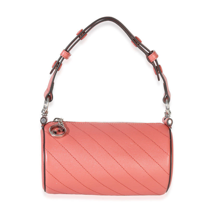 Pink Diagonal Quilted Calfskin Mini Blondie Barrel Bag