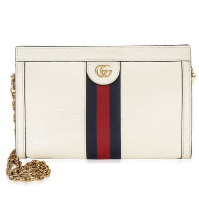 Gucci Cream Calfskin GG Ophidia Small Web Chain Bag Handbag fv