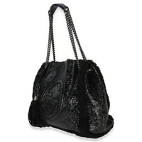 Gucci Black Patent Shearling Medium Soho Hobo Handbag sv