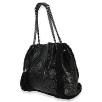 Gucci Black Patent Shearling Medium Soho Hobo Handbag sv
