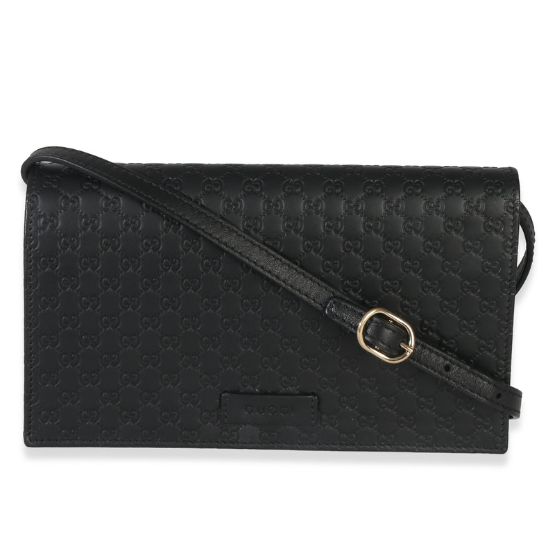 Gucci Black Microguccissima Crossbody Wallet Handbag fv