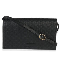 Gucci Black Microguccissima Crossbody Wallet Handbag fv