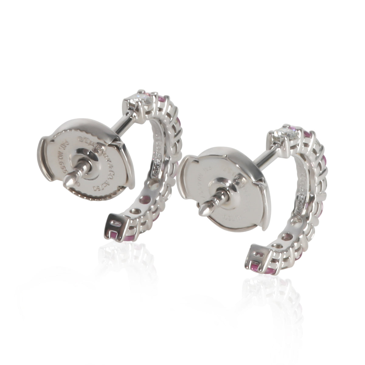 Platinum Sapphire and Diamond Small Hoop Earrings
