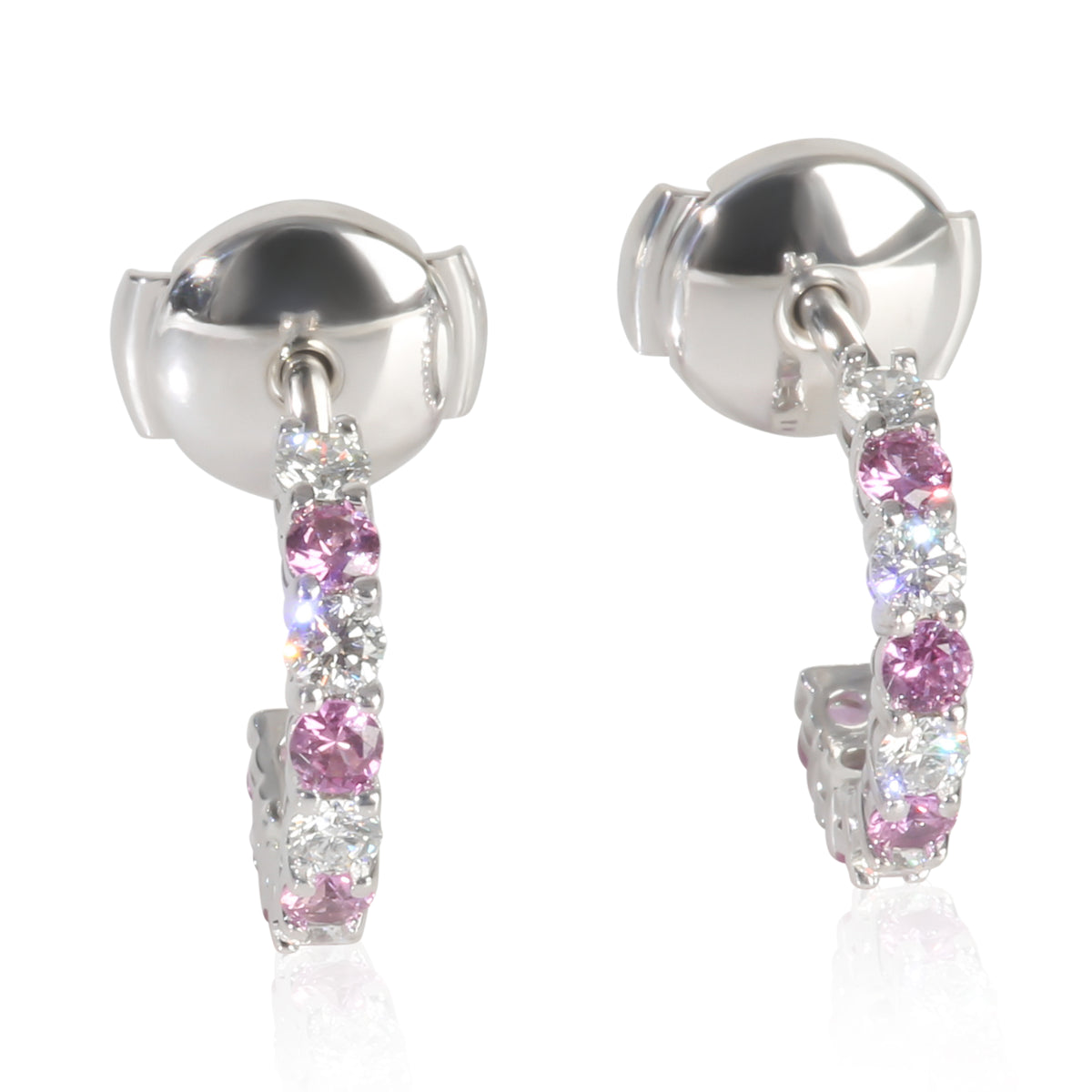 Platinum Sapphire and Diamond Small Hoop Earrings