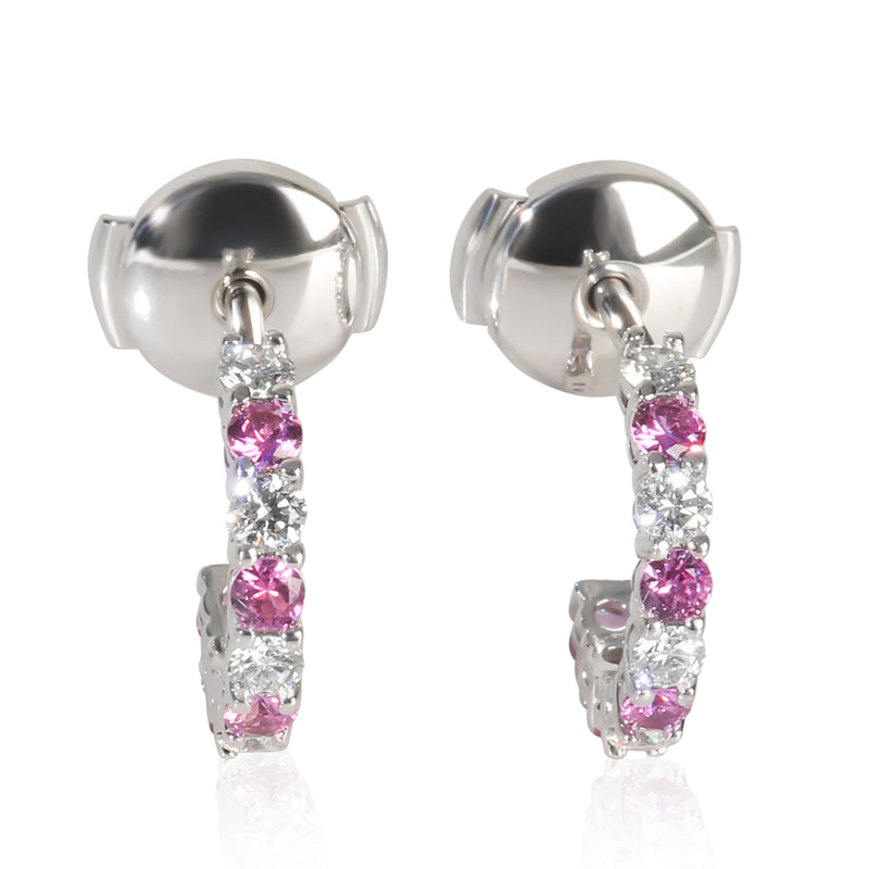 Platinum Sapphire and Diamond Small Hoop Earrings