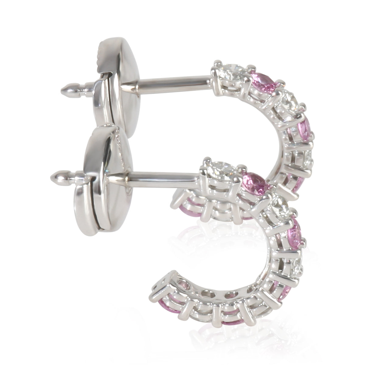 Platinum Sapphire and Diamond Small Hoop Earrings