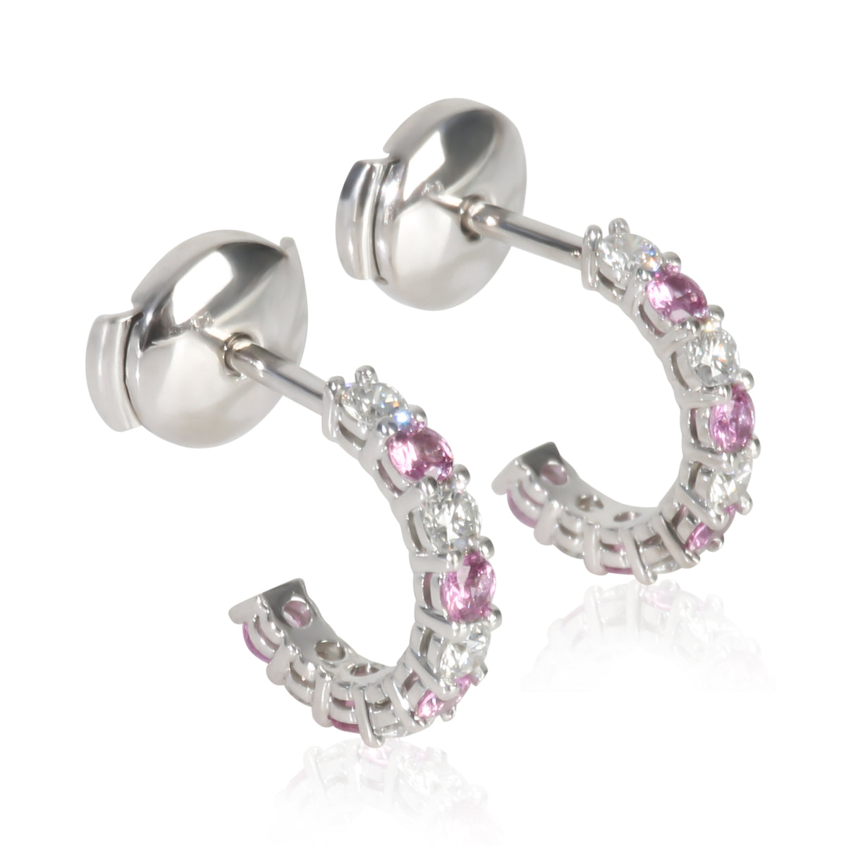 Platinum Sapphire and Diamond Small Hoop Earrings