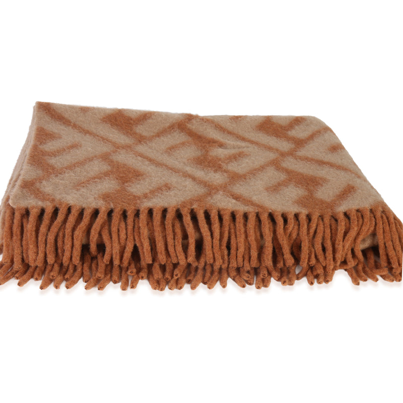 Fendi Beige Orange Alpaca Wool FF Throw fv