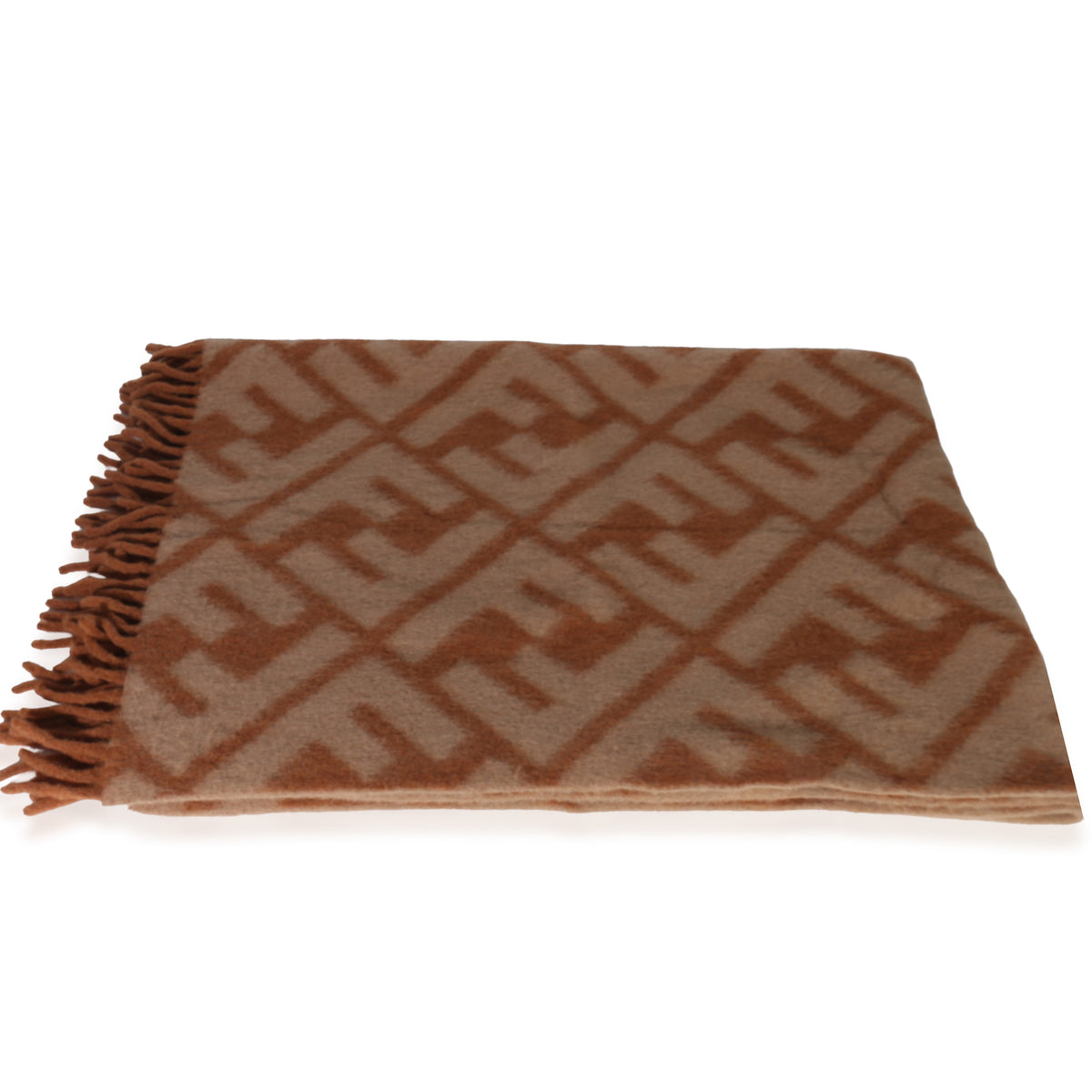 Fendi Beige Orange Alpaca Wool FF Throw pv