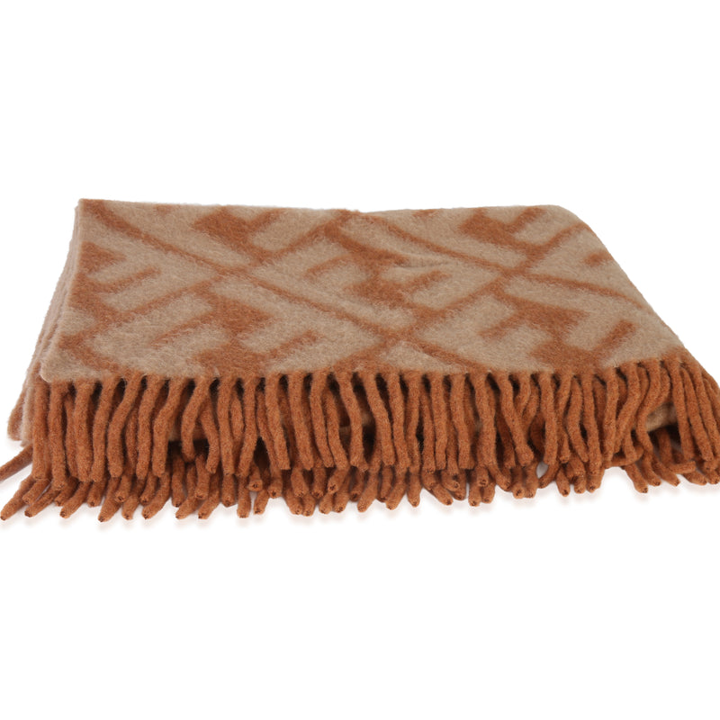 Beige Orange Alpaca Wool FF Throw