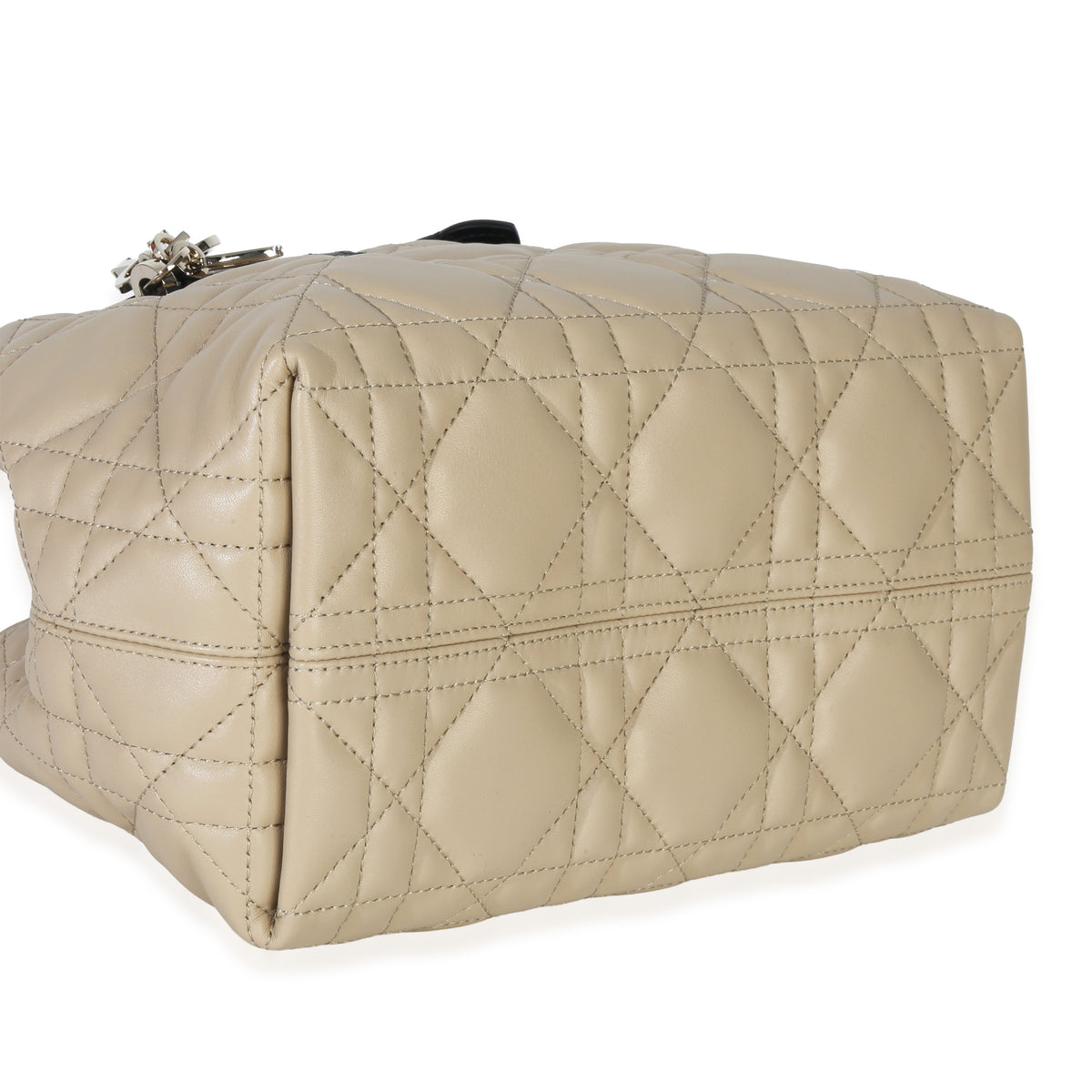 Christian Dior Rope Beige Black Calfskin Macrocannage Small Toujours Handbag av