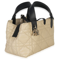 Christian Dior Rope Beige Black Calfskin Macrocannage Small Toujours Handbag bv