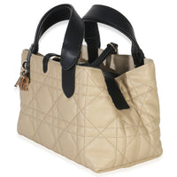 Christian Dior Rope Beige Black Calfskin Macrocannage Small Toujours Handbag pv