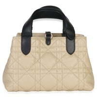 Christian Dior Rope Beige Black Calfskin Macrocannage Small Toujours Handbag stamp