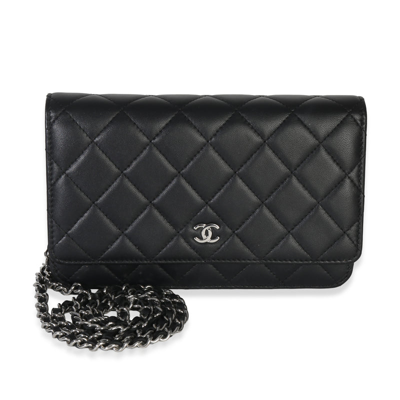 Black Quilted Lambskin Classic Wallet On Chain