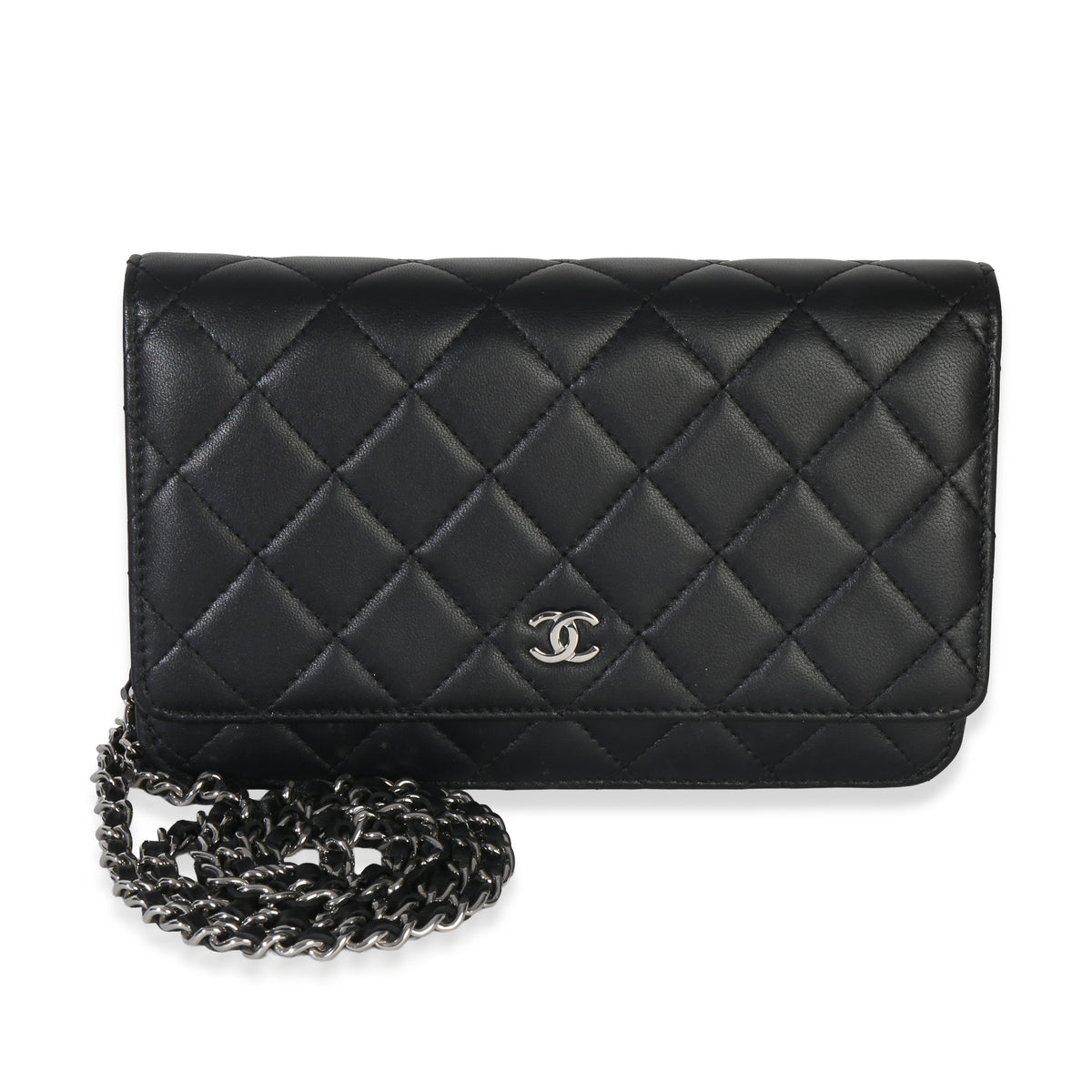 Black Quilted Lambskin Classic Wallet On Chain