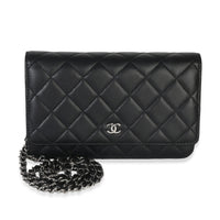 Black Quilted Lambskin Classic Wallet On Chain