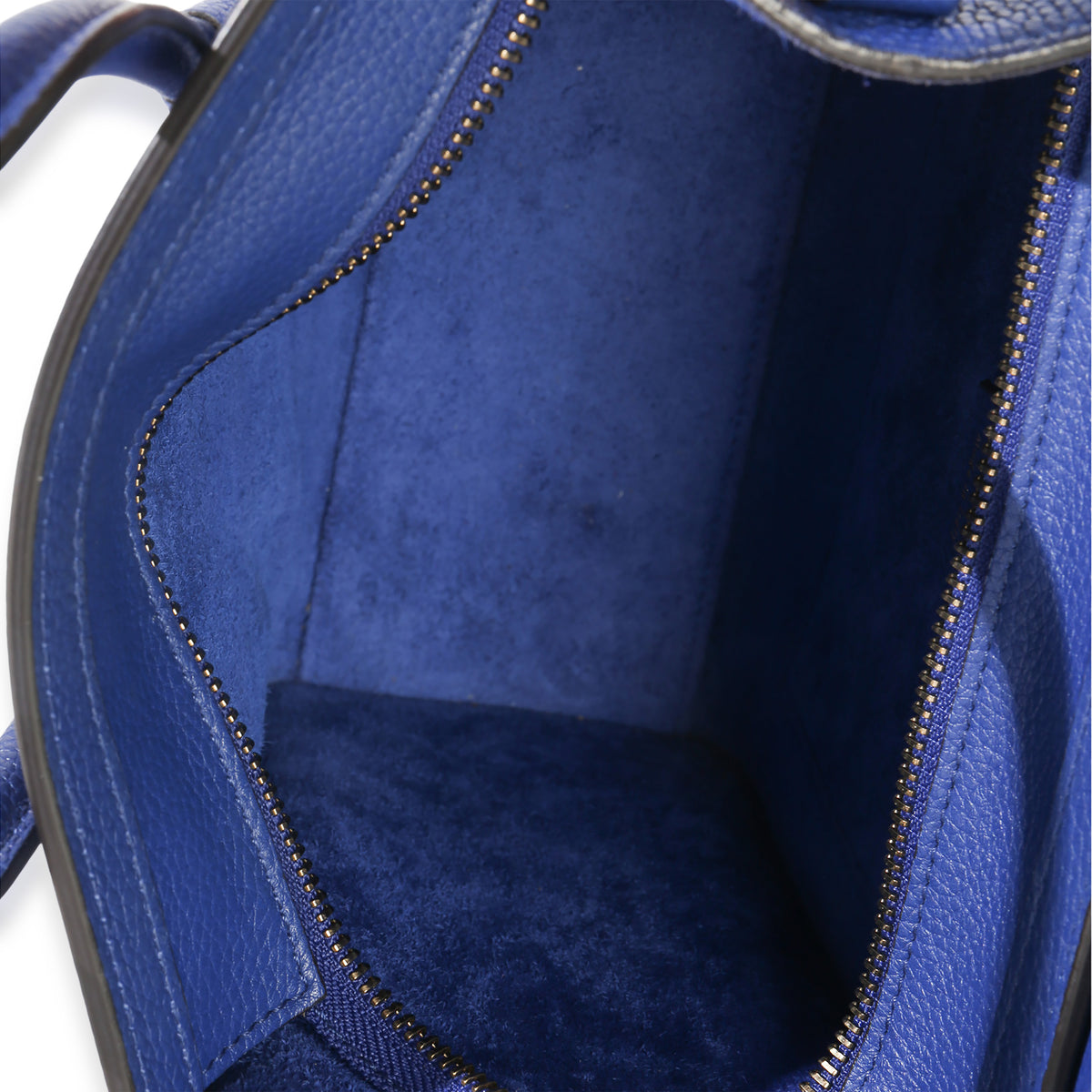 Celine Blue Drummed Calfskin Nano Luggage Tote Handbag ad1