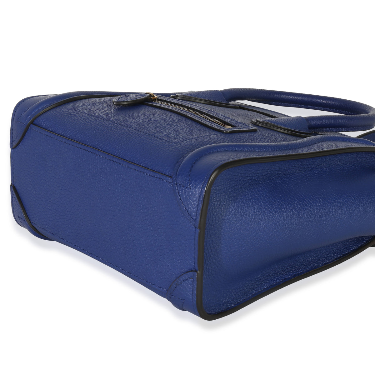 Celine Blue Drummed Calfskin Nano Luggage Tote Handbag box