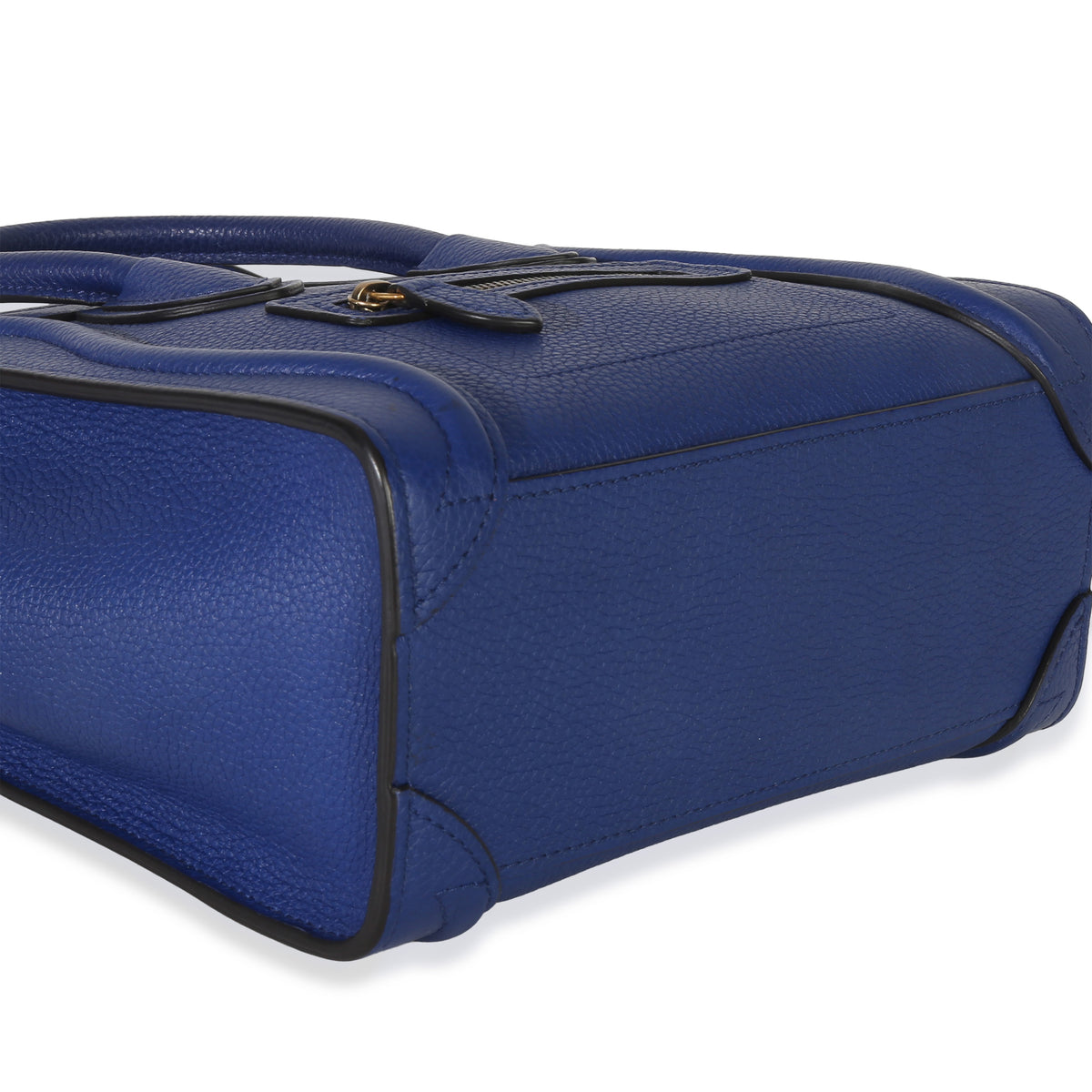 Celine Blue Drummed Calfskin Nano Luggage Tote Handbag clasp