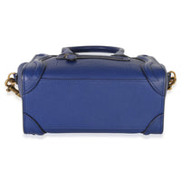Celine Blue Drummed Calfskin Nano Luggage Tote Handbag stamp