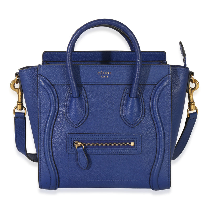 Blue Drummed Calfskin Nano Luggage Tote