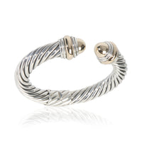Yellow Gold & Sterling Silver  Hinged Cable Bracelet