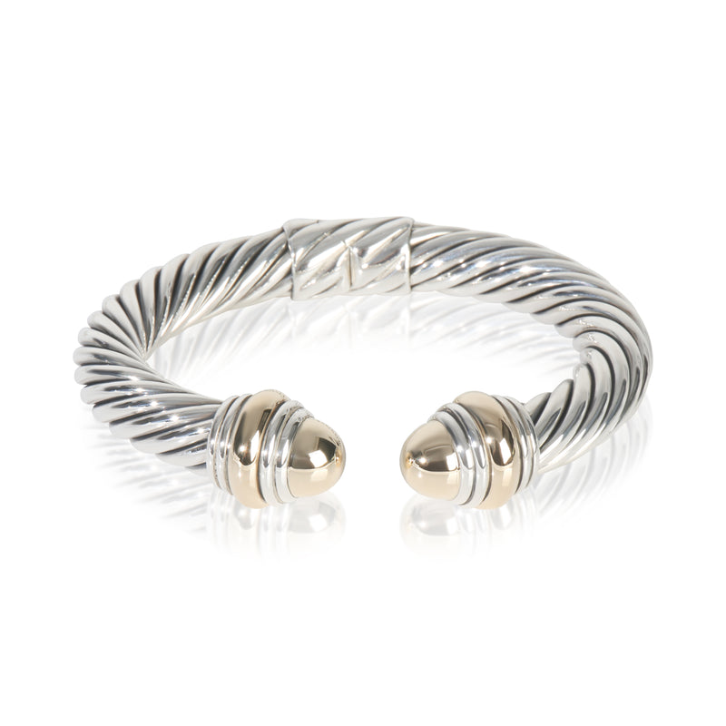 Yellow Gold & Sterling Silver  Hinged Cable Bracelet