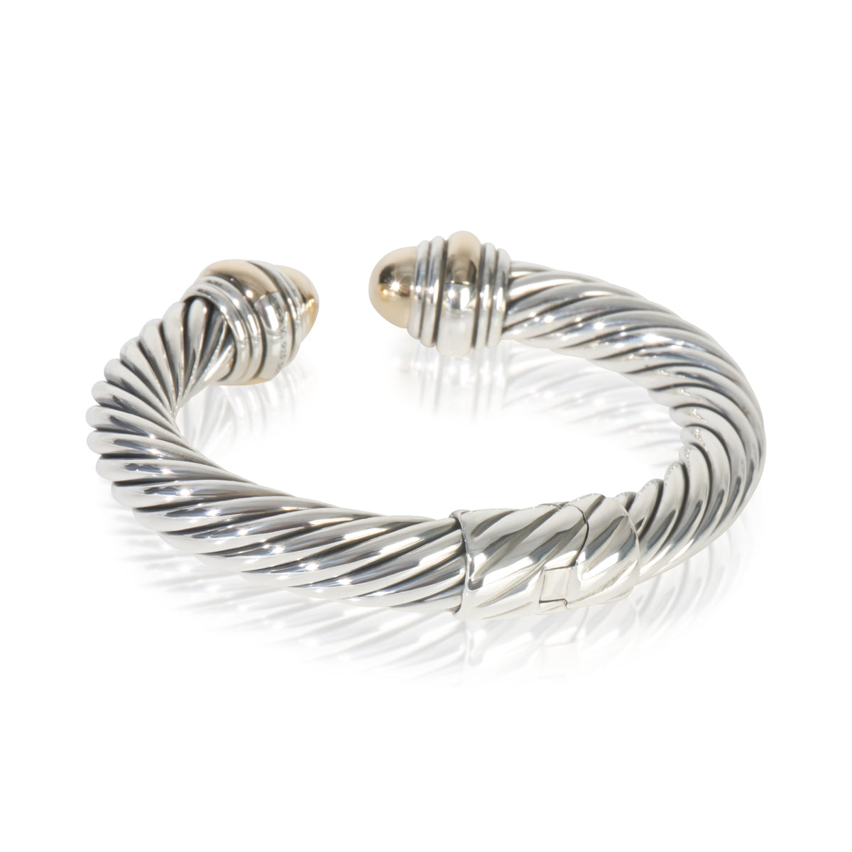 Yellow Gold & Sterling Silver  Hinged Cable Bracelet