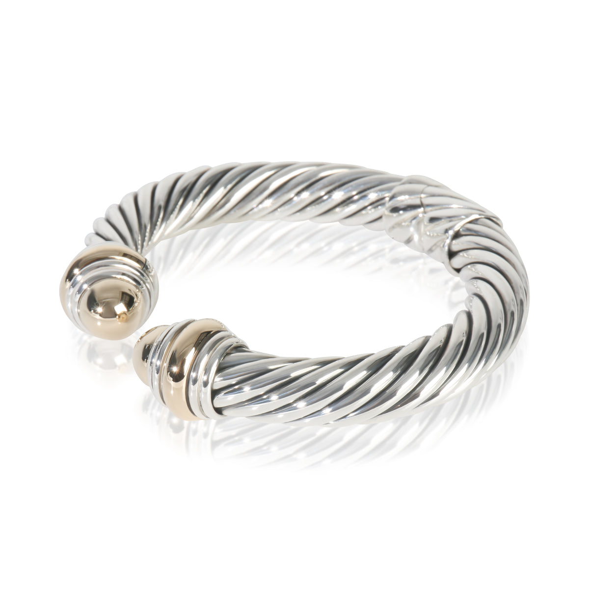 Yellow Gold & Sterling Silver  Hinged Cable Bracelet