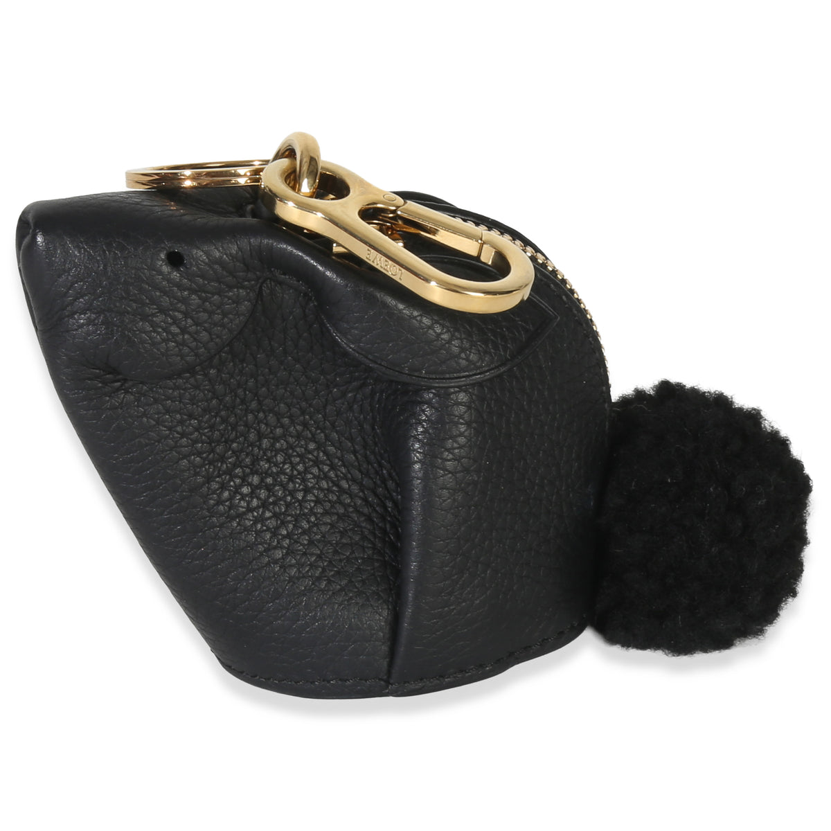 Loewe Black Calfskin Shearling Bunny Coin Purse bv