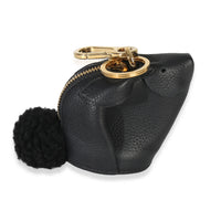 Loewe Black Calfskin Shearling Bunny Coin Purse fv