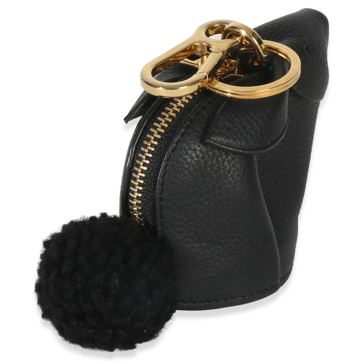Loewe Black Calfskin Shearling Bunny Coin Purse pv