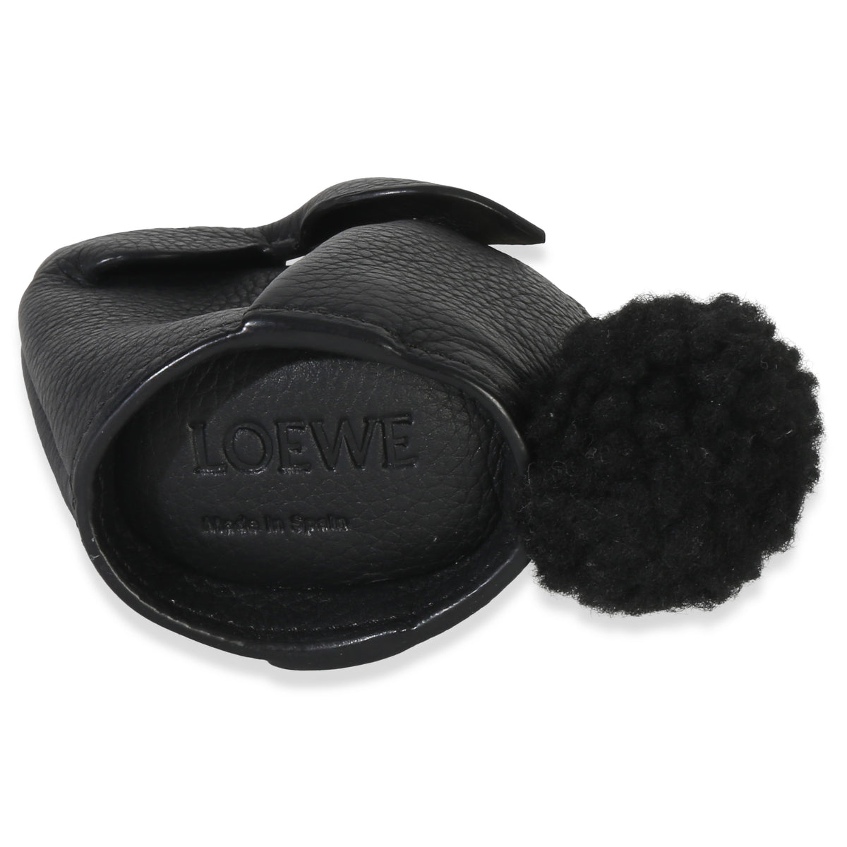 Loewe Black Calfskin Shearling Bunny Coin Purse stamp