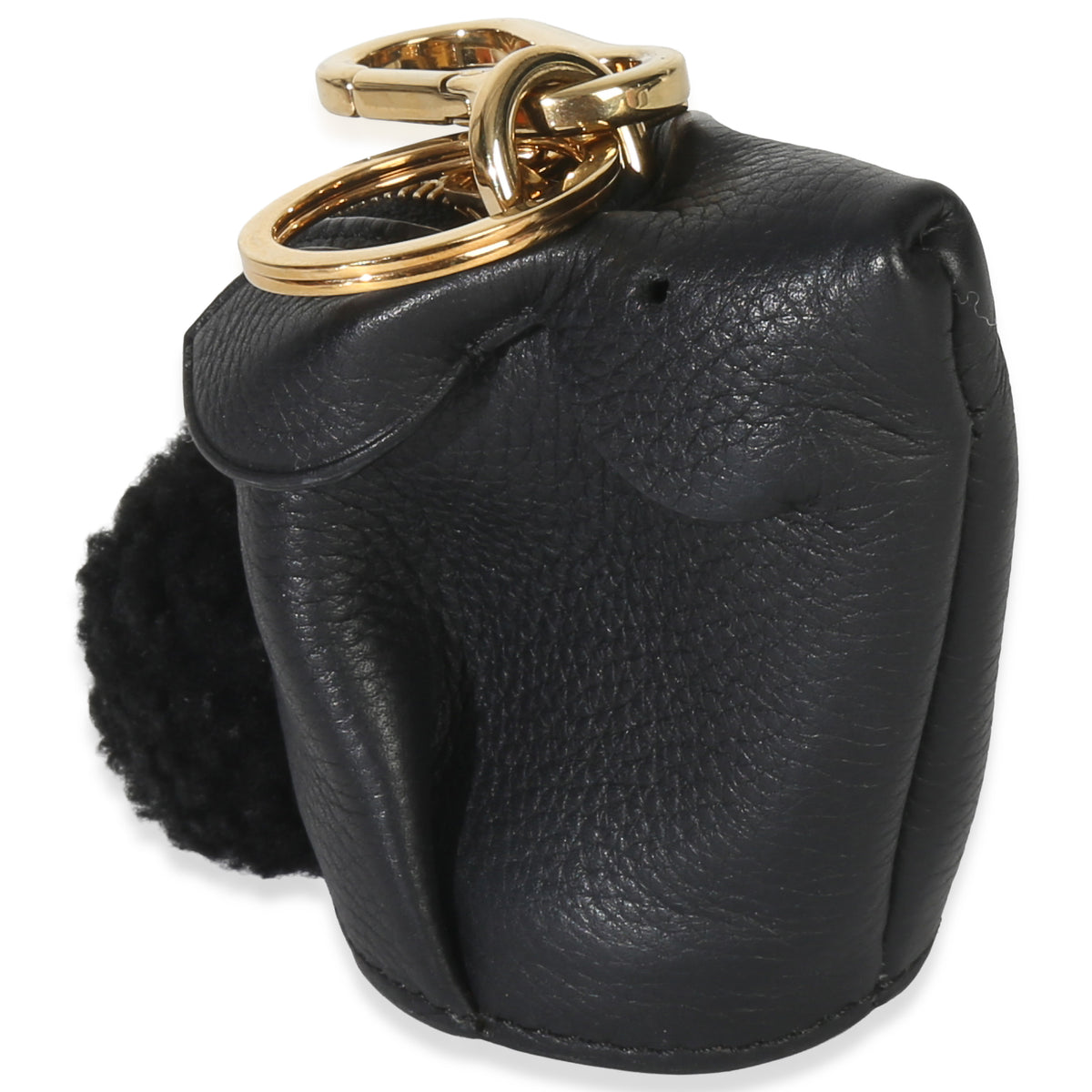 Loewe Black Calfskin Shearling Bunny Coin Purse sv