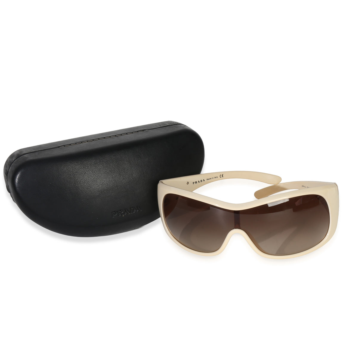 Prada White Acetate Triangle Logo Shield Wrap Sunglasses id