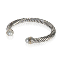 Yellow Gold & Sterling Silver Pearl Cable Classic Bracelet