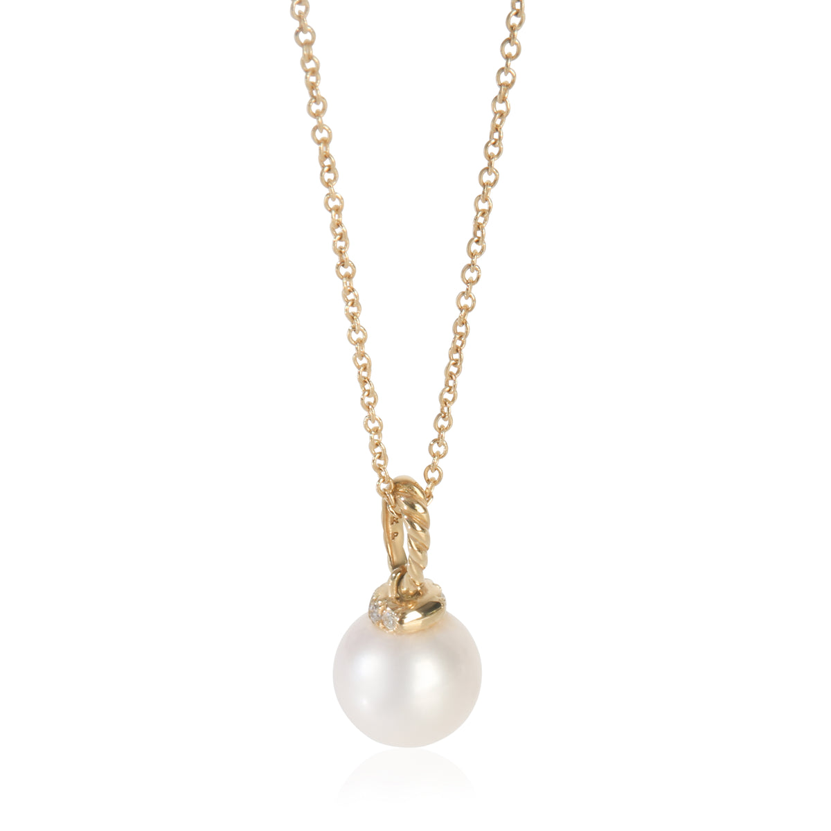 Yellow Gold Pearl and Diamond Petite Solari Pendant