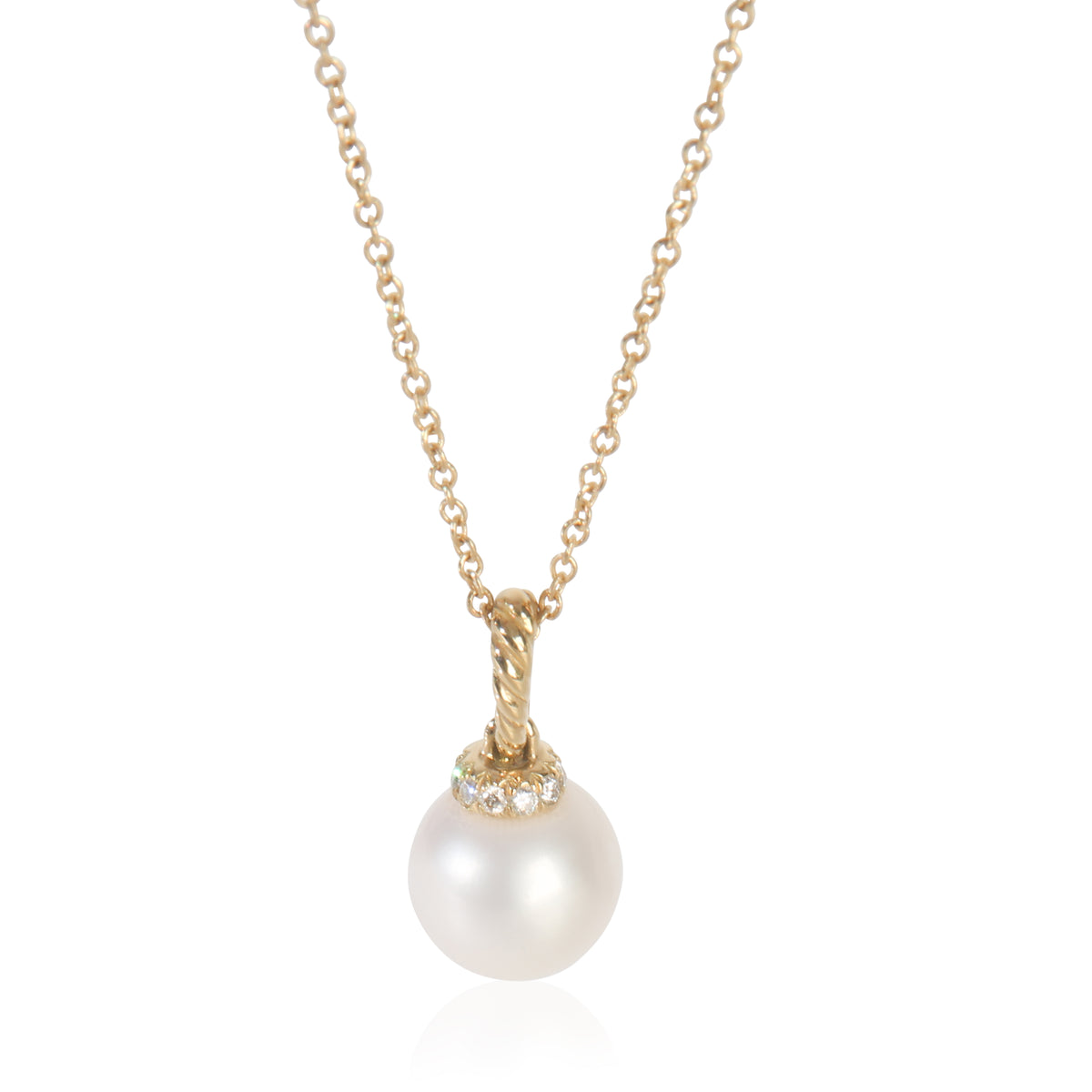 Yellow Gold Pearl and Diamond Petite Solari Pendant