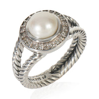 David Yurman Sterling Silver Pearl and Diamond Cerise Ring pv