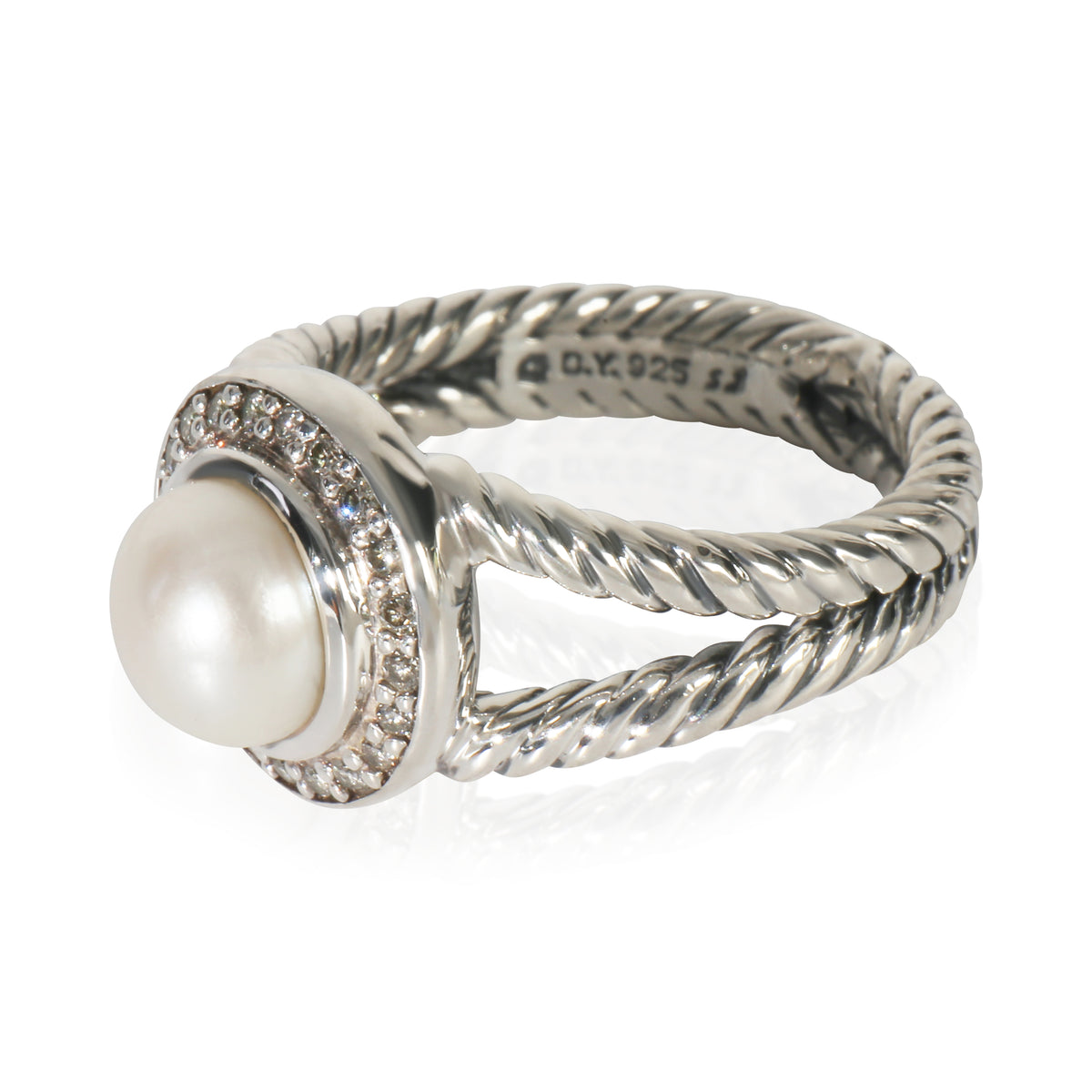 David Yurman Sterling Silver Pearl and Diamond Cerise Ring sv
