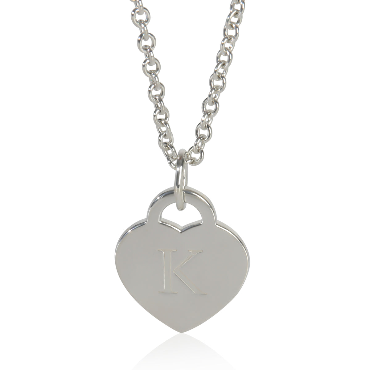 Sterling Silver  Initial K Heart Pendant