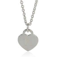 Sterling Silver  Initial K Heart Pendant