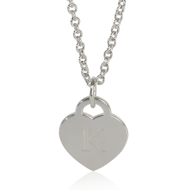 Sterling Silver  Initial K Heart Pendant
