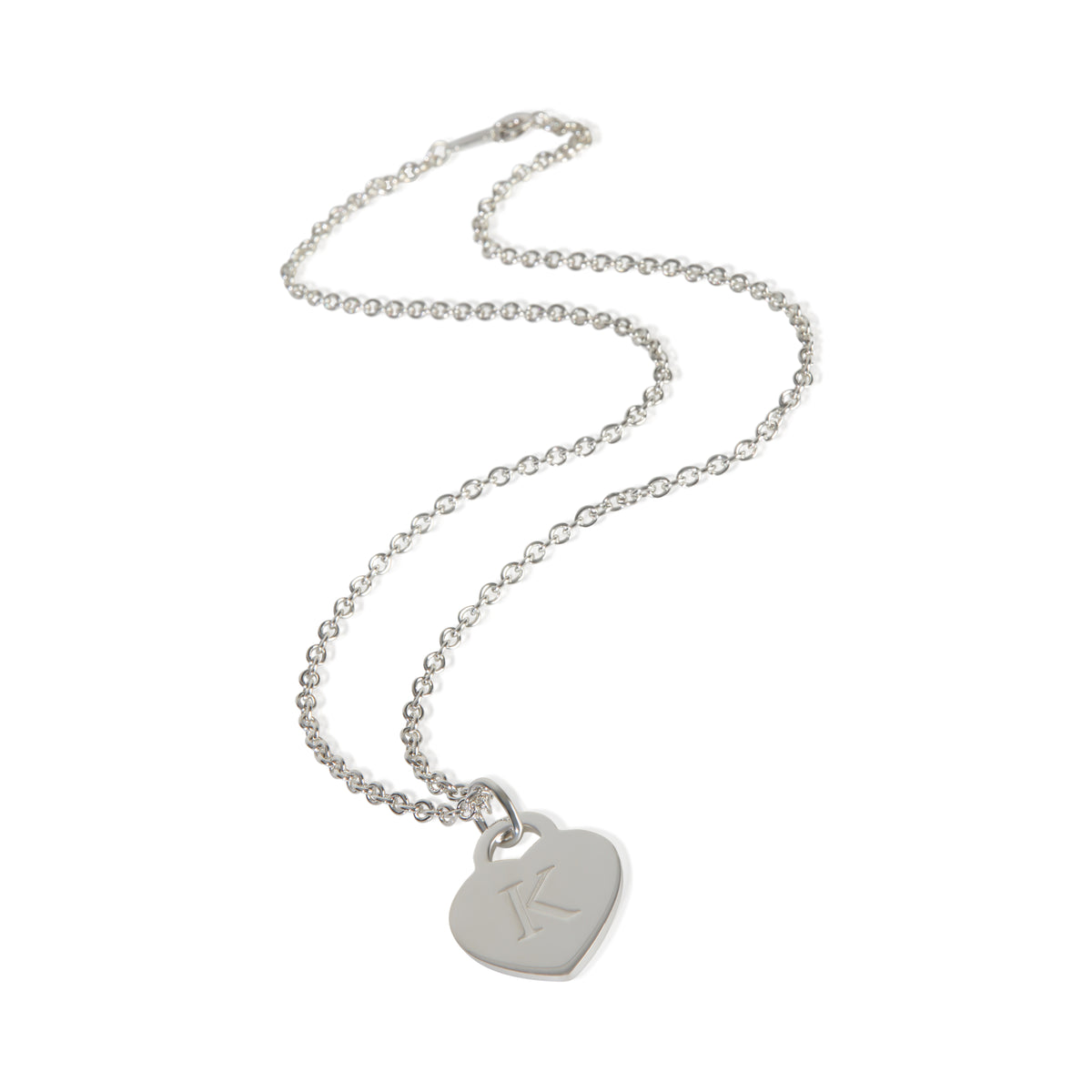 Sterling Silver  Initial K Heart Pendant