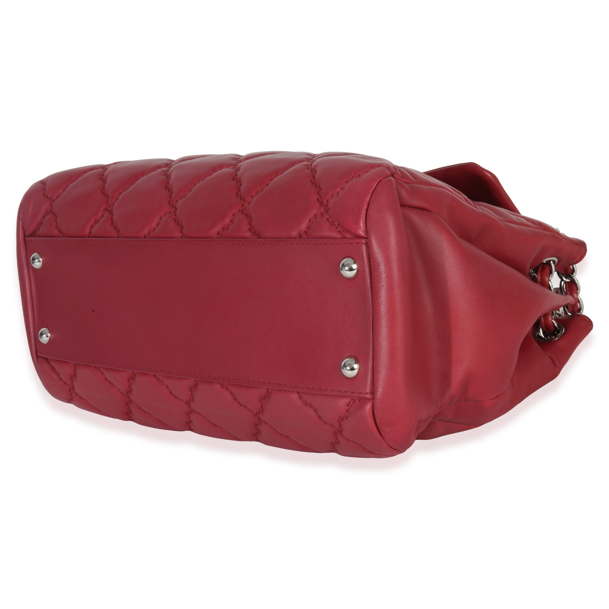 Chanel Red Quilted Lambskin Hampton Large Flap Bag Handbag box