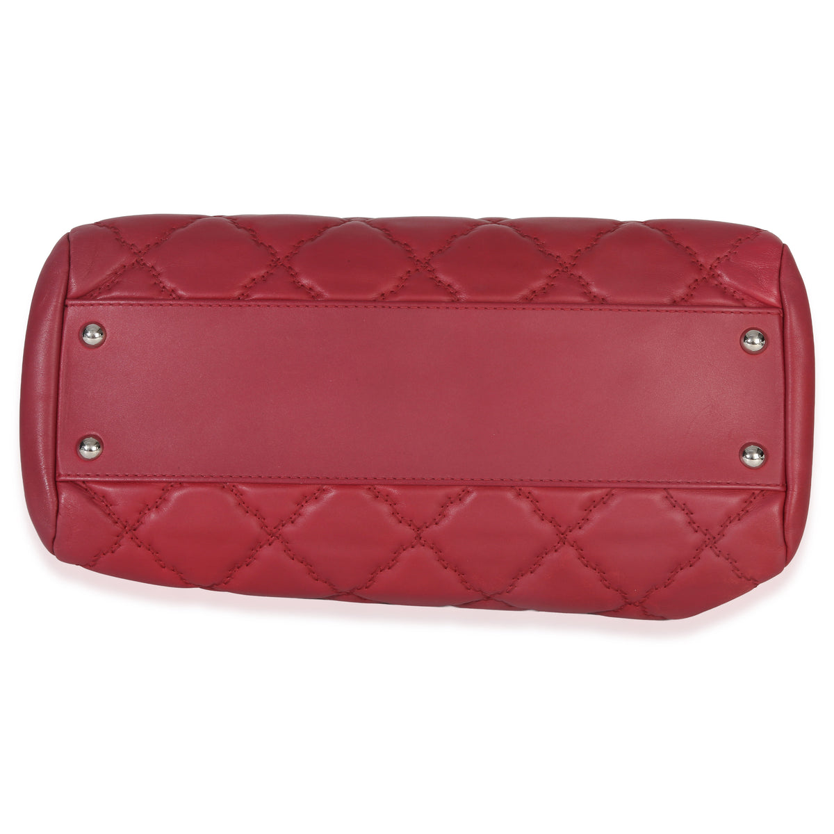 Chanel Red Quilted Lambskin Hampton Large Flap Bag Handbag stamp